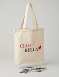 Borsa Shopper in Tela "Ciao Bella" con Chiusura a Cerniera