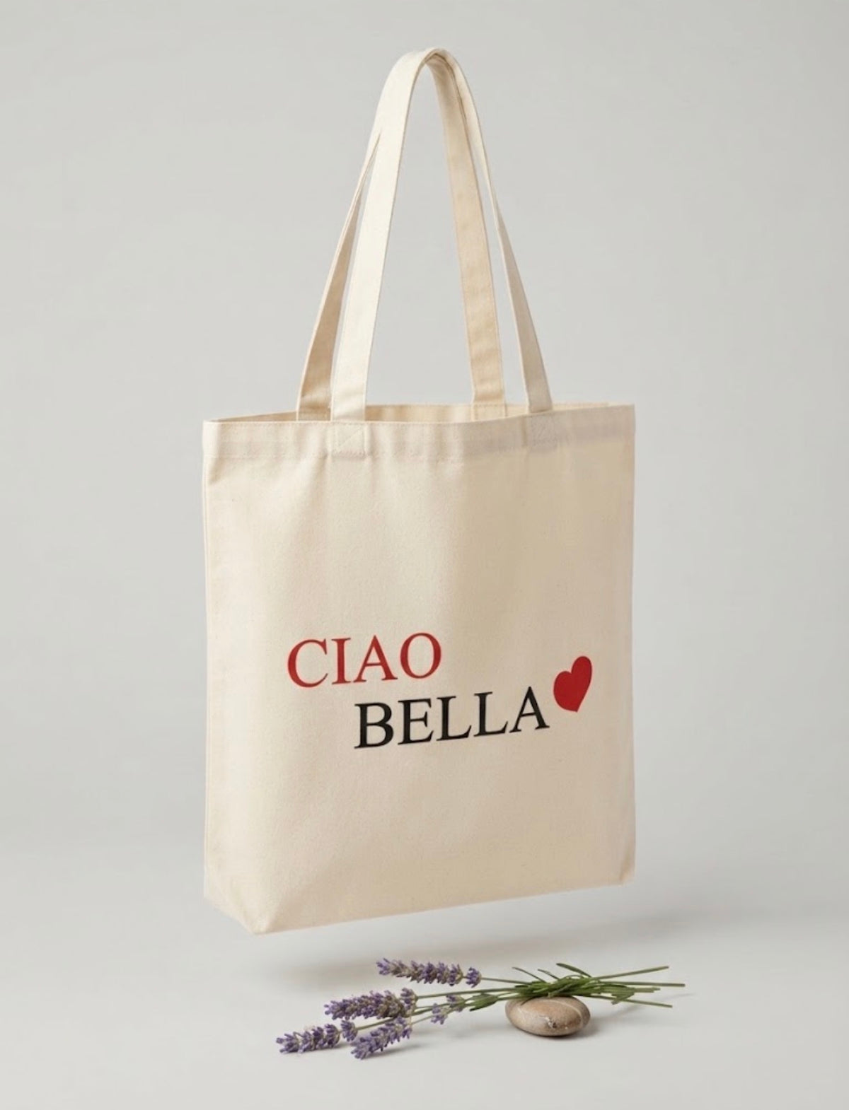 Borsa Shopper in Tela "Ciao Bella" con Chiusura a Cerniera
